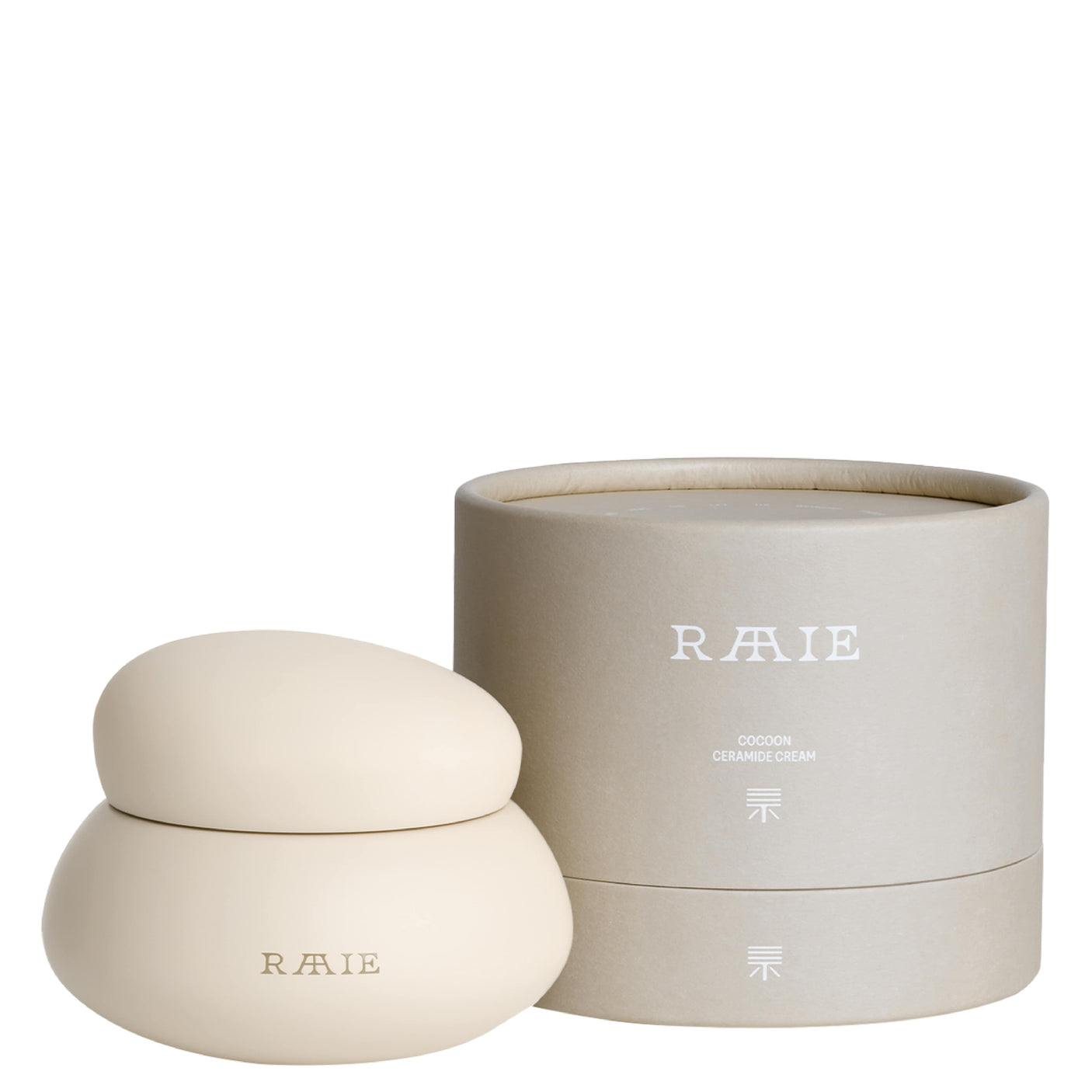 Packagging of RAAIE Cocoon Ceramide Cream, barrier-repair moisturizer infused with seven ceramides and New Zealand botanicals